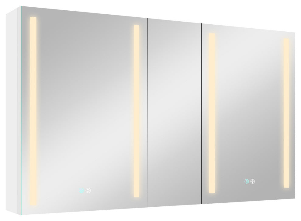 50" Aluminum Surface Mount Medicine Cabinet with Three Doors and Mirror