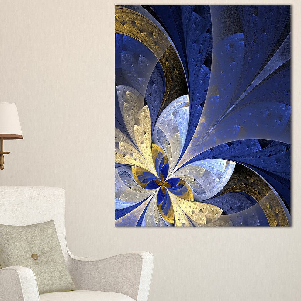 "Blue And Yellow Large Fractal Pattern" Modern Wall Art, 30"x40"