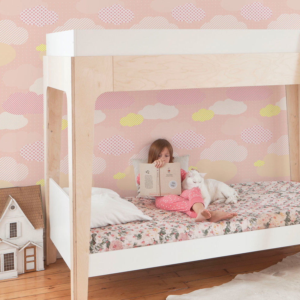 Clouds Peel and Stick Vinyl Wallpaper , Pink, 24"w X 60"h