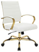 LeisureMod Benmar Home Leather Office Chair With Gold Frame Tan