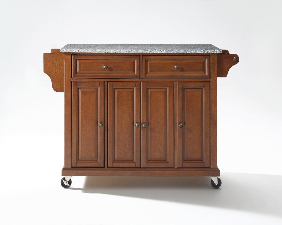 Crosley Furniture Solid Granite/Wood Kitchen Cart in Cherry/Gray