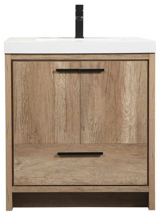 Walker Natural Oak-Light Bathroom Vanity, Natural Oak, 30"