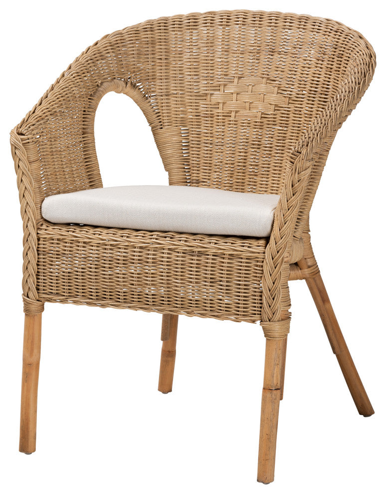 Abbey Modern Bohemian Natural Brown Antique Rattan Dining Chair