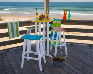 Polywood Contempo 30" Saddle Bar Stool, White / Green