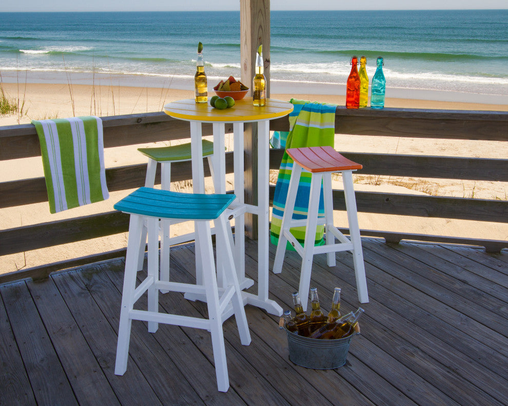 Polywood Contempo 30" Saddle Bar Stool, White / Green