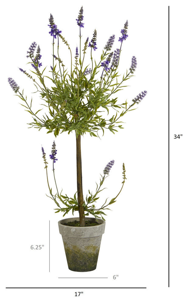 34" Lavender Single Ball Topiary Artificial Tree
