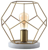 James 10" Metal and Marble Led Table Lamp, Brass