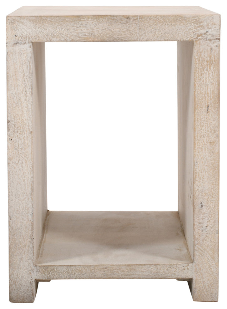 Mir 3-Piece Solid Wood Coffee and End Table Set, Brushed White Finish