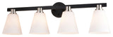 Vermont Four Light Vanity, Matte Black and Satin Nickel