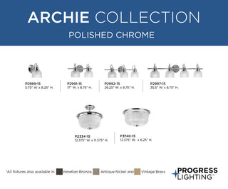 Archie Collection 2-Light Bath Light, Polished Chrome