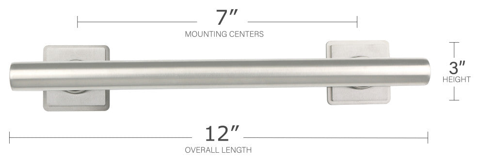 Coronado Designer Straight Bathroom Shower Grab Bar, Satin, 12"