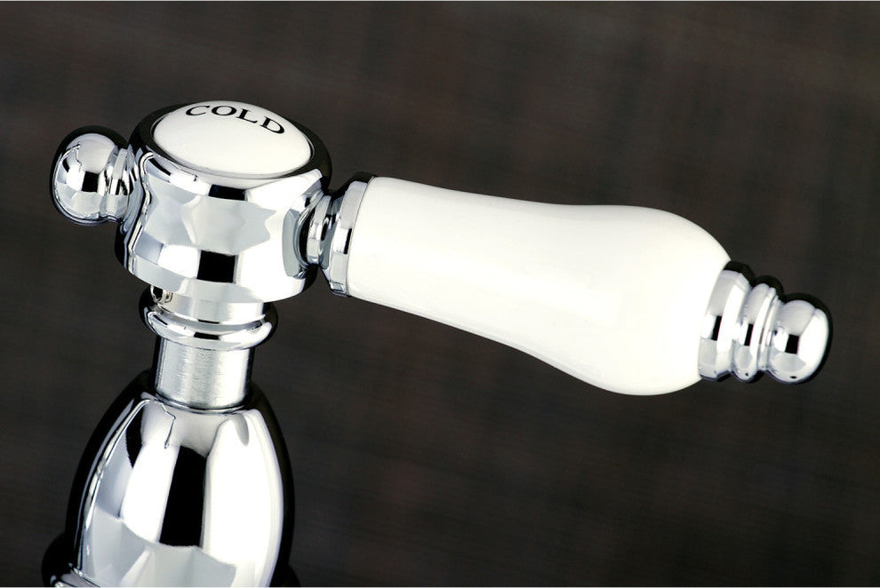 Kingston Brass Bridge Kitchen Faucet With Brass Sprayer, Polished Chrome