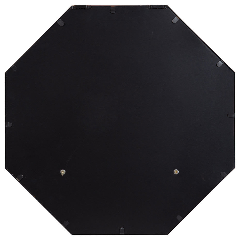 Owing Octagon Wall Shelf Mirror, Gray/Black, 24"x24"