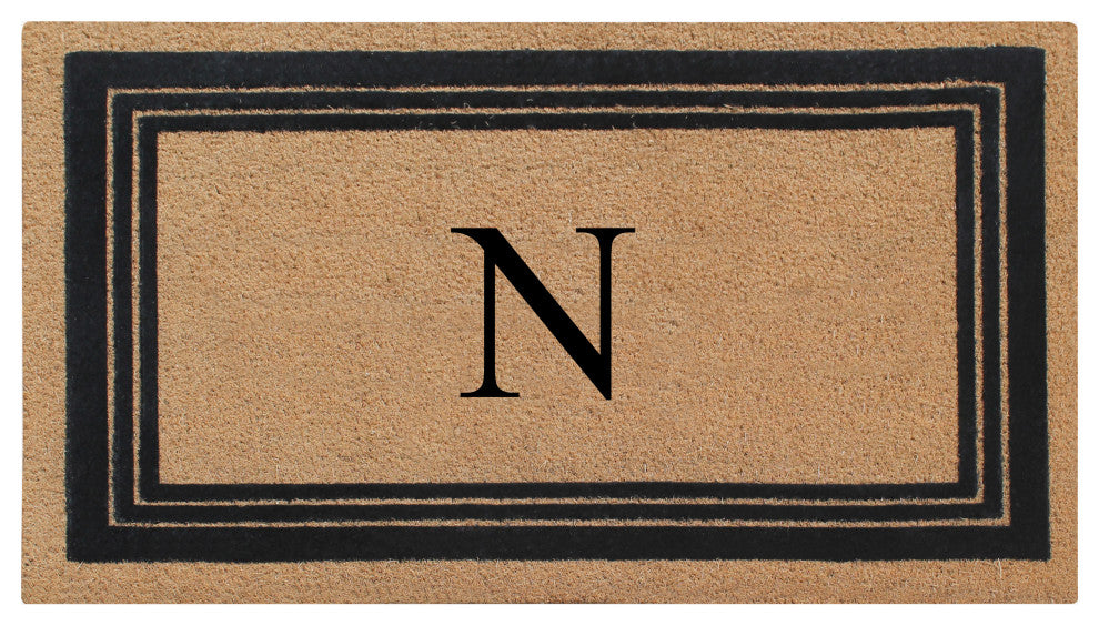 A1HC Natural Coir Monogrammed Entrance Flock Outdoor Durable Doormat 24" X 39",