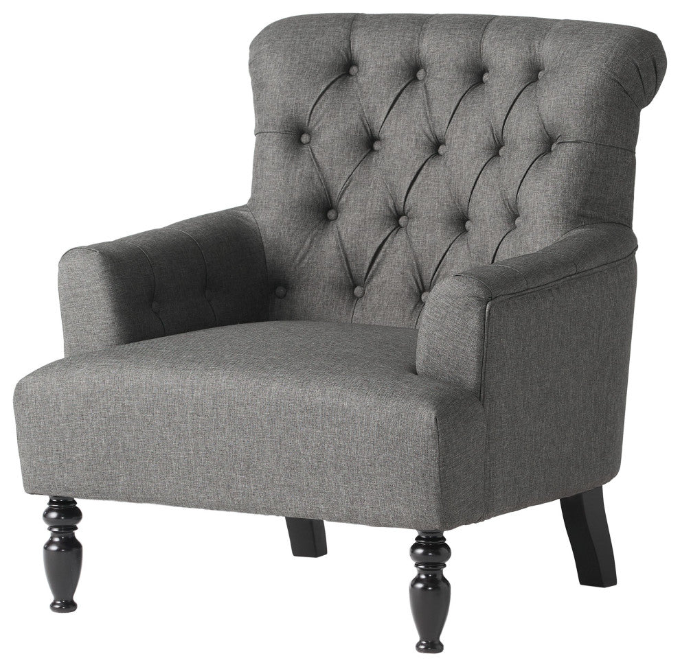 GDF Studio Byrnes Contemporary Button-Tufted Fabric Club Chair With Rolled Backr