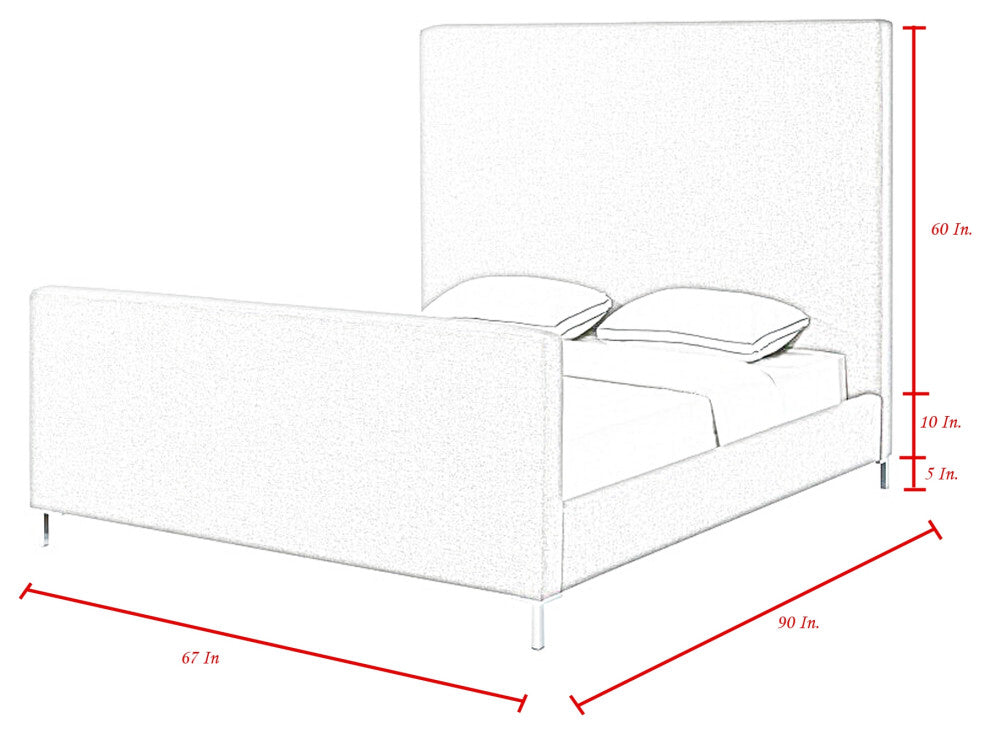 Aberdeen Upholstered  Platform Bed, Charcoal Linen, Queen