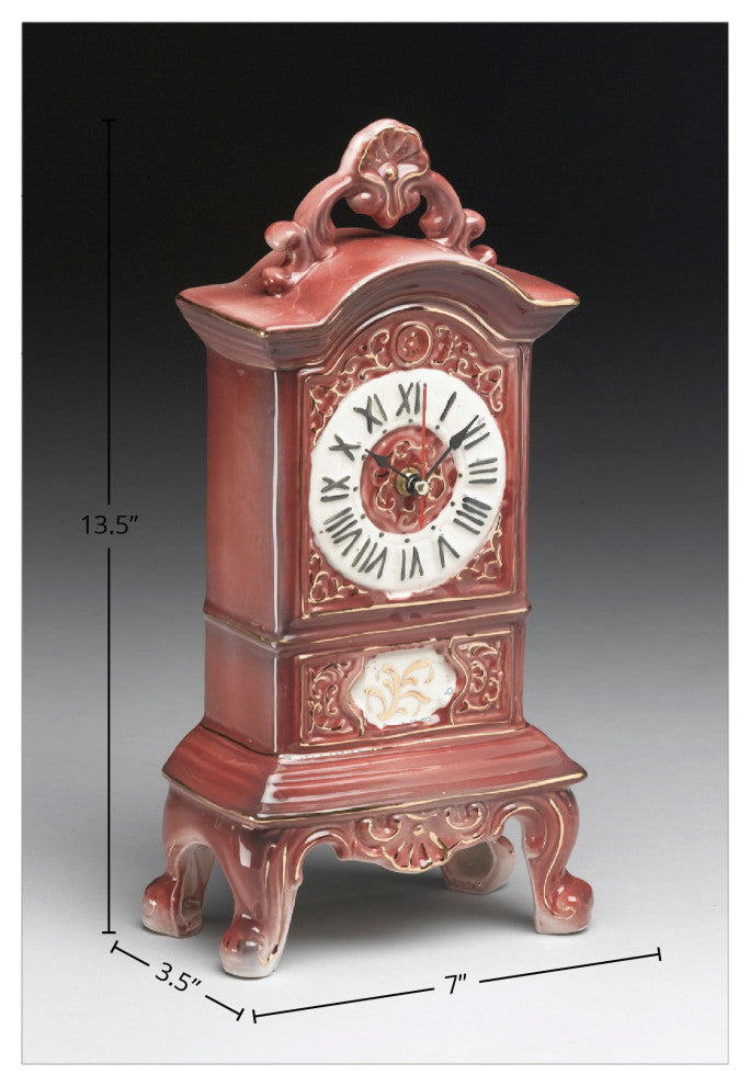 Ceramic Analog Quartz Tabletop Clock, Red