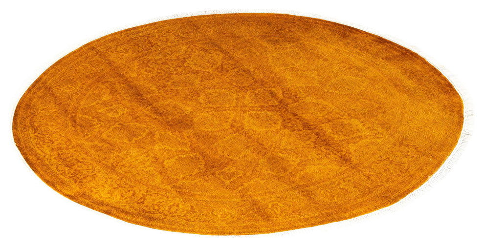 Overdyed, One-of-a-Kind Hand-Knotted Area Rug Gold, 4'1"x4'1"