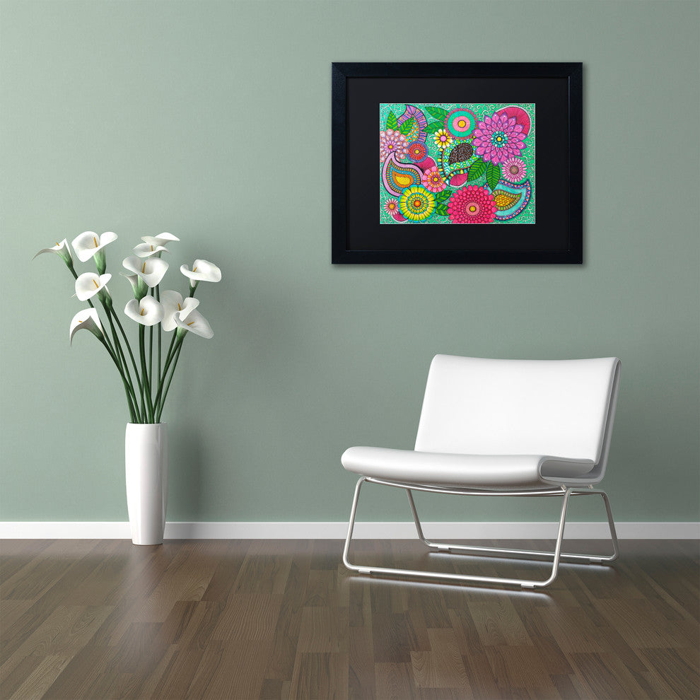 Hello Angel ''Paisley Garden'' Art, Black Frame, Black Mat, 20x16