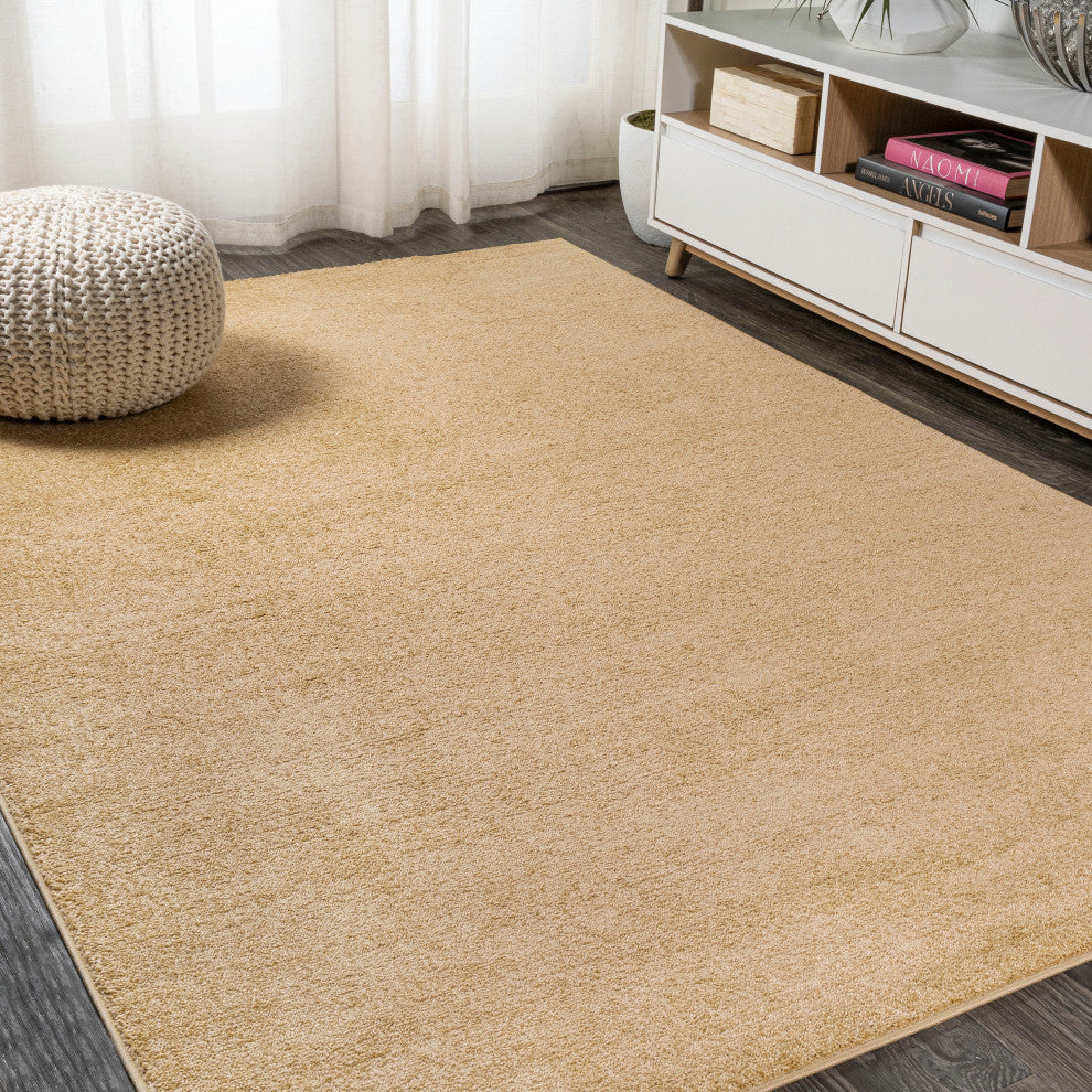 Haze Solid Low-Pile Runner Rug, Mustard, 8 X 10