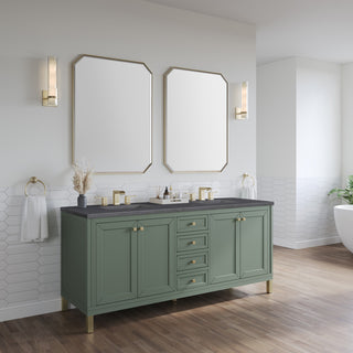 Chicago 72" Double Vanity, Smokey Celadon, Charcoal Soapstone Quartz