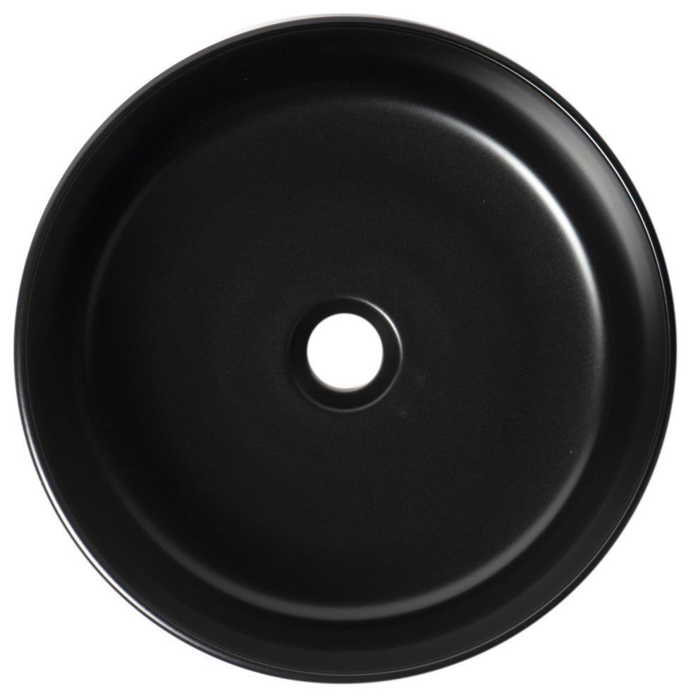 ALFI brand ABC907-BM Black Matte 15" Round Above Mount Ceramic Sink