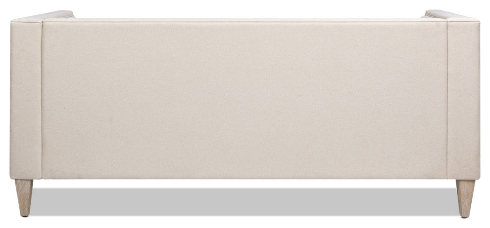 James 74" Modern Tufted Tuxedo Sofa, Sky Neutral Beige Polyester