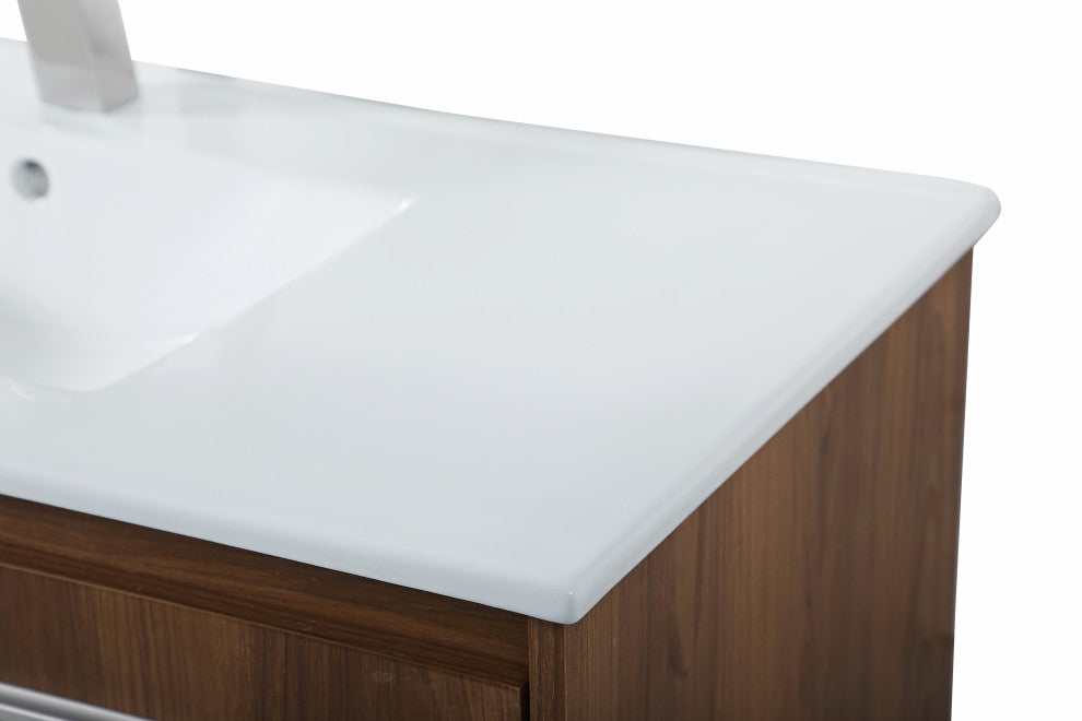 Tara Single Bathroom Floating Vanity, Walnut Brown, 40"