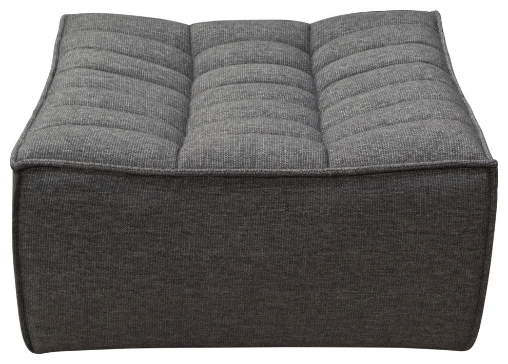 Marshall Scooped Seat Ottoman in Grey Fabric