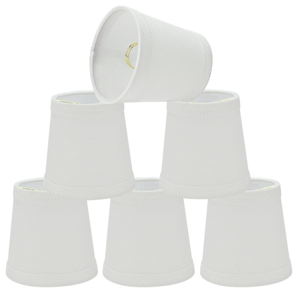 Aspen Creative 32718-X Hardback Empire Clip-On Lamp Shade White 3" x 4" x 4", Pack Set of 6