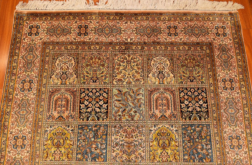 6'x4' Qum Pure Silk Area Rug Carpet Tree of Life Oriental Hand Knotted