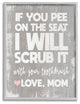 Pee On Seat Funny Word Bathroom Wood Grey Design, 11"x14"