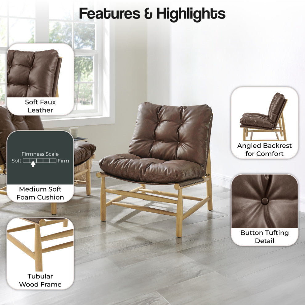 Oswald Tufted Accent Chair, Casa Brown