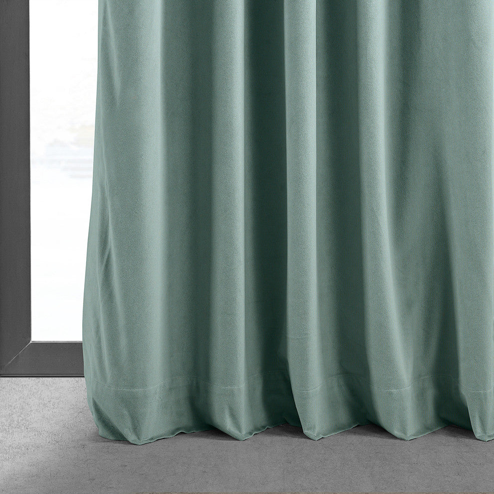 Signature Blackout Velvet Curtain Single Panel, Skylark Blue, 50"x96"