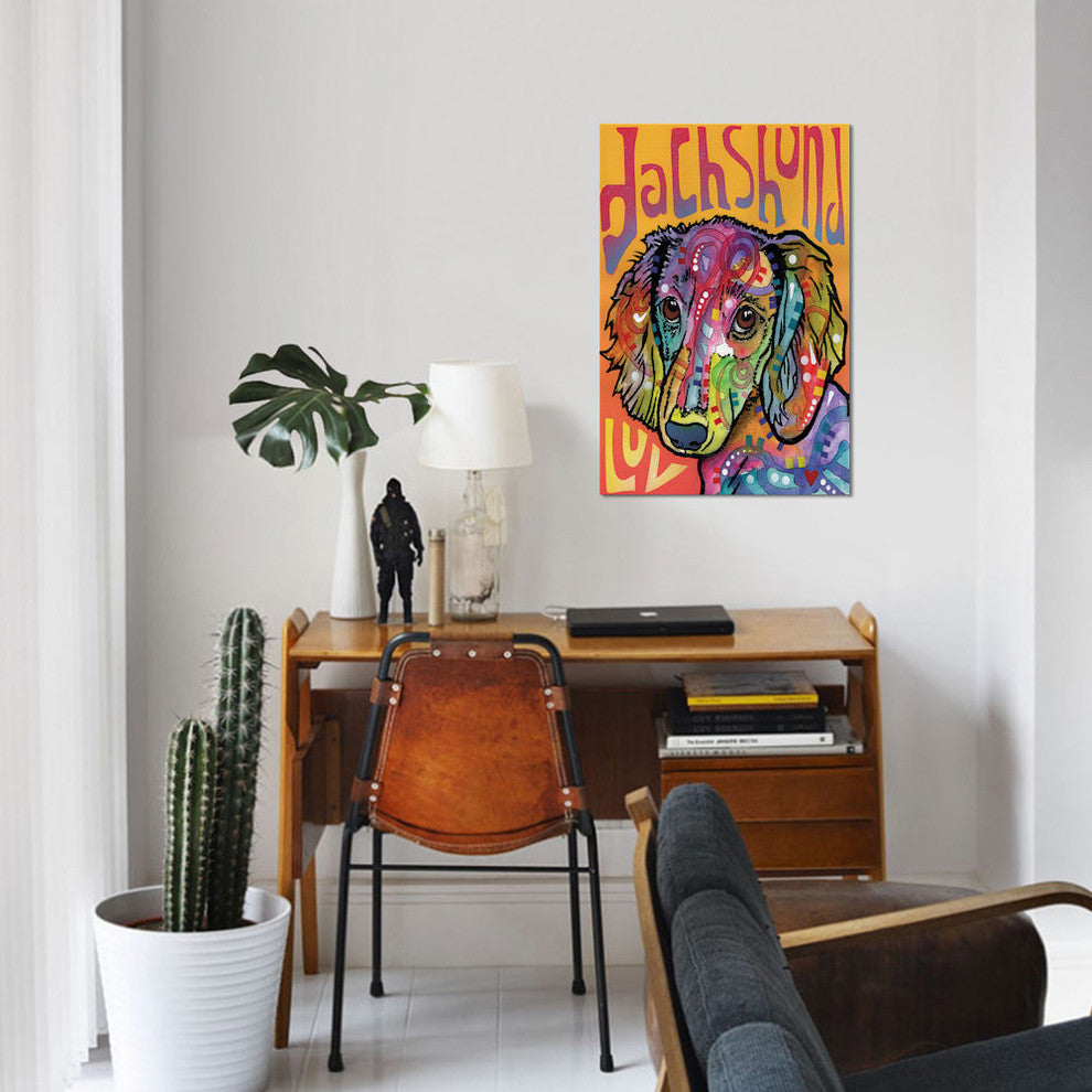 "Dachshund Luv" by Dean Russo, Canvas Print, 26"x18"