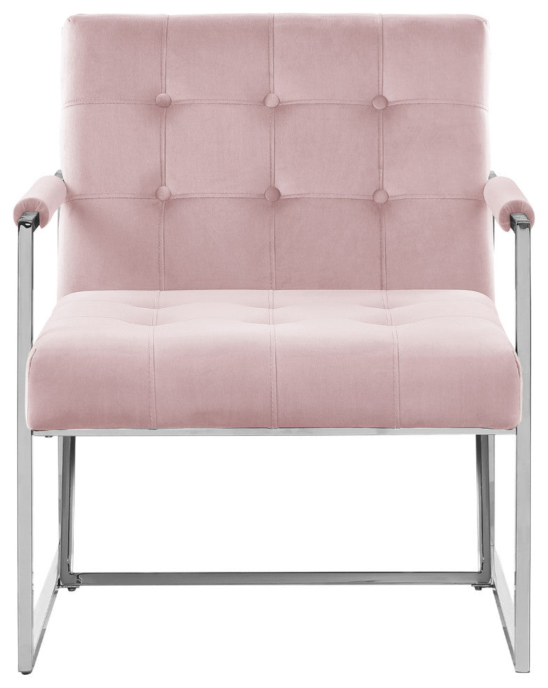Louie Modern Arm Chair with Silver Frame, Pink