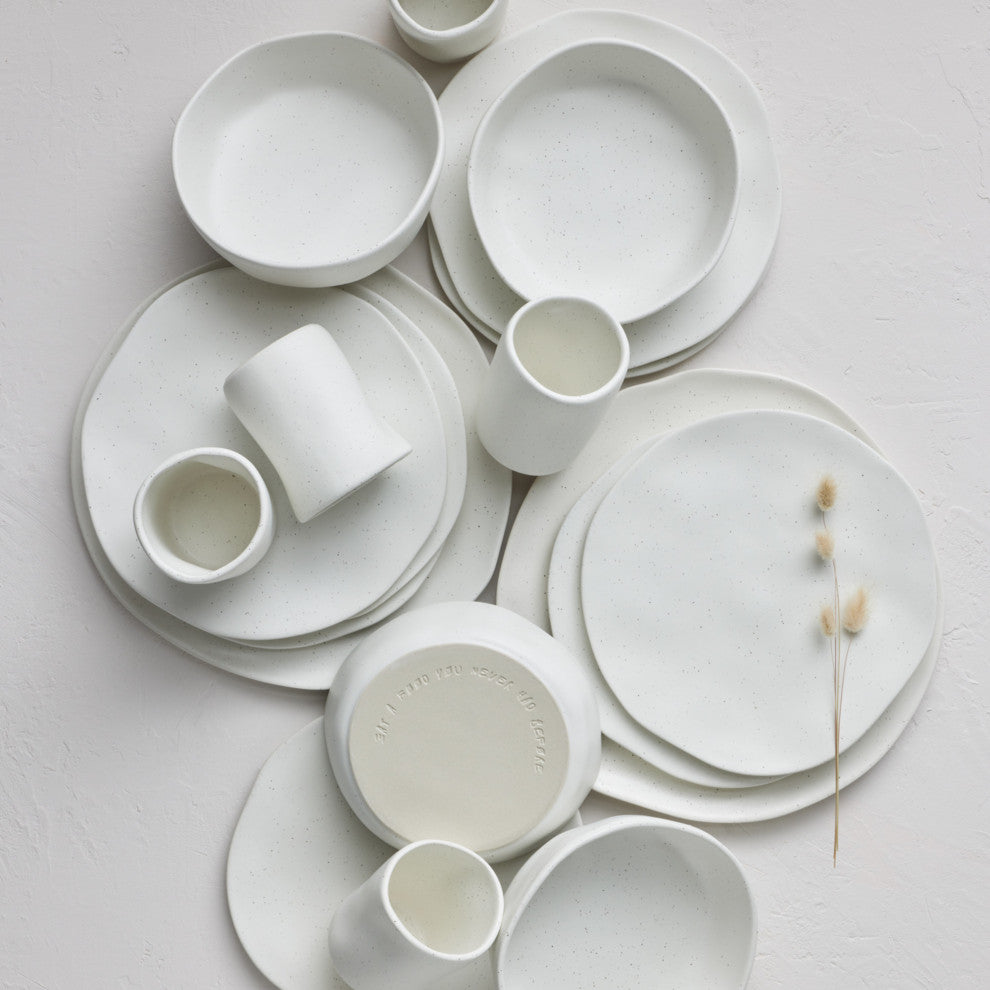 Stone by Mercer Project Hekonda Debossed Stoneware 32 Piece Dinnerware Set,White