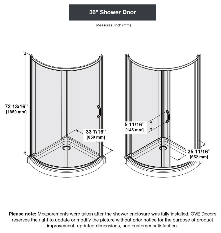 Ove Decors Breeze Shower Kit, Frosted Panels and Base, Chrome, 36"