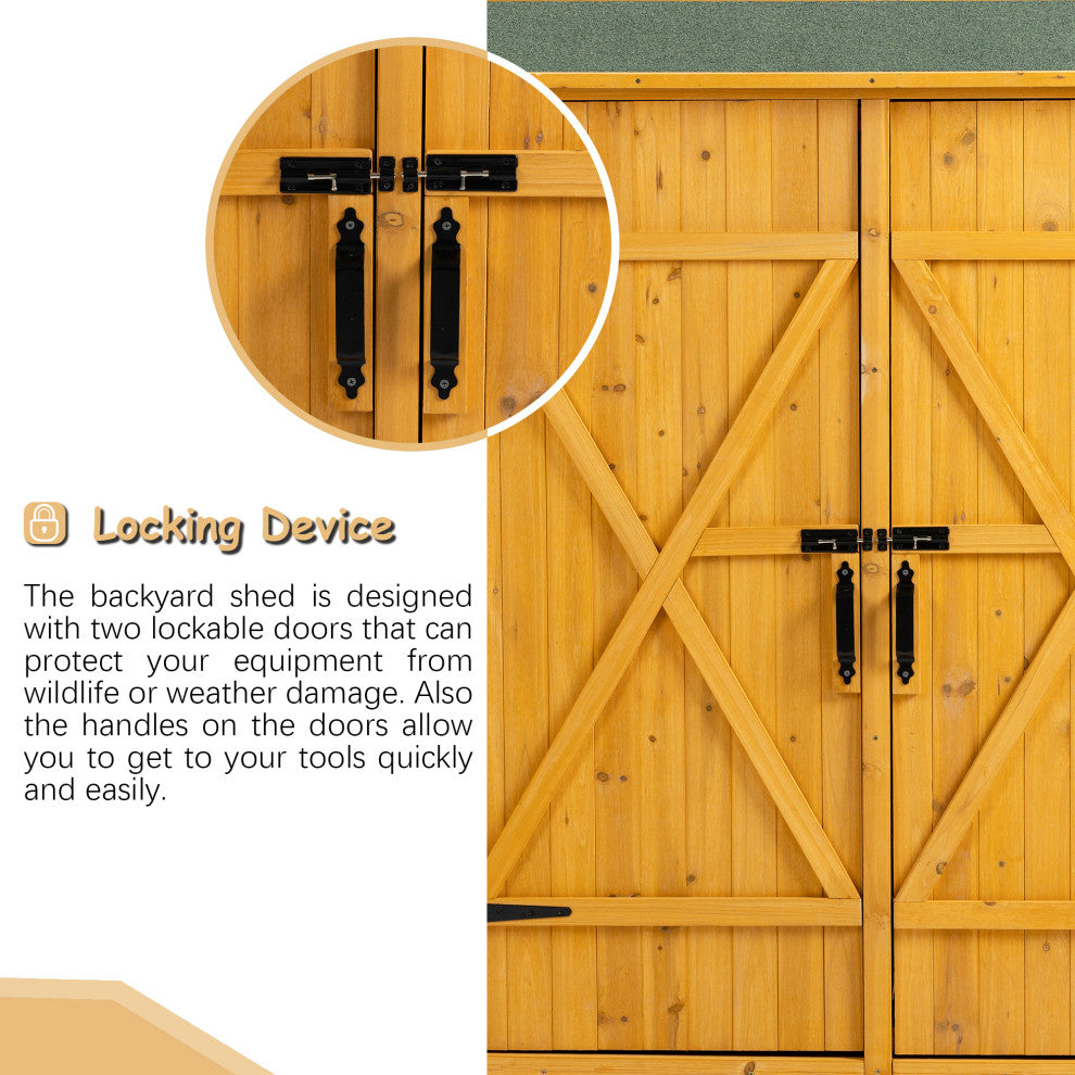 Outdoor Storage Shed With Lockable Door, Natural