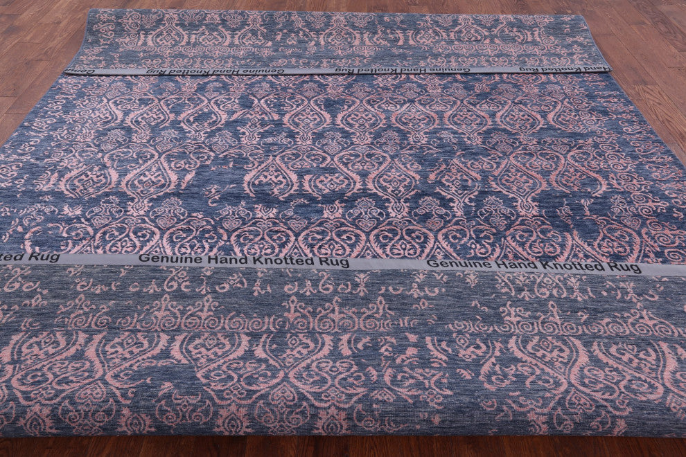 Modern Hand-Knotted Wool and Silk Rug 9' 1" X 12' 5" Q7053
