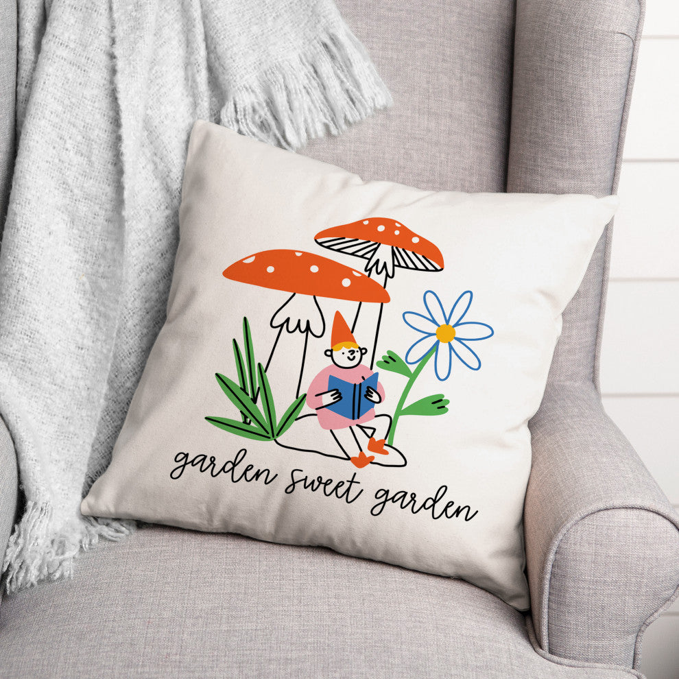 Garden Sweet Garden Gnome 2 18x18 Spun Poly Pillow