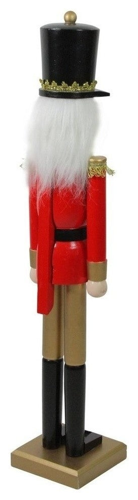 36.25" Red and Gold Wooden Christmas Nutcracker Soldier