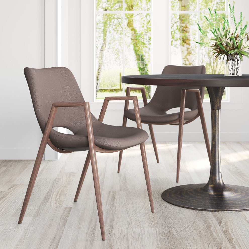 Desi Dining Chair, Set of 2 Brown/Walnut