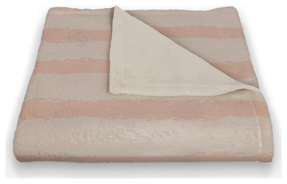 Cream Stripes on Pink 50x60 Coral Fleece Blanket