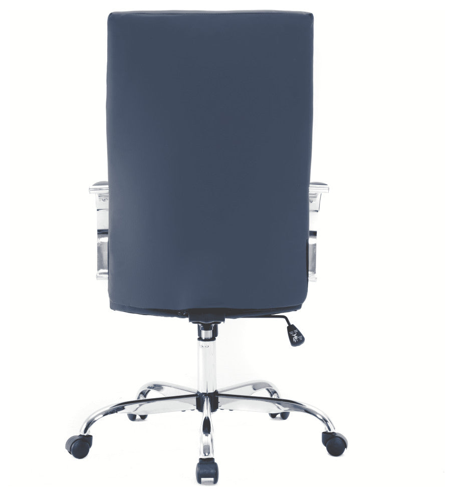 LeisureMod Sonora High-Back Adjustable Leather Conference Chair, Navy Blue