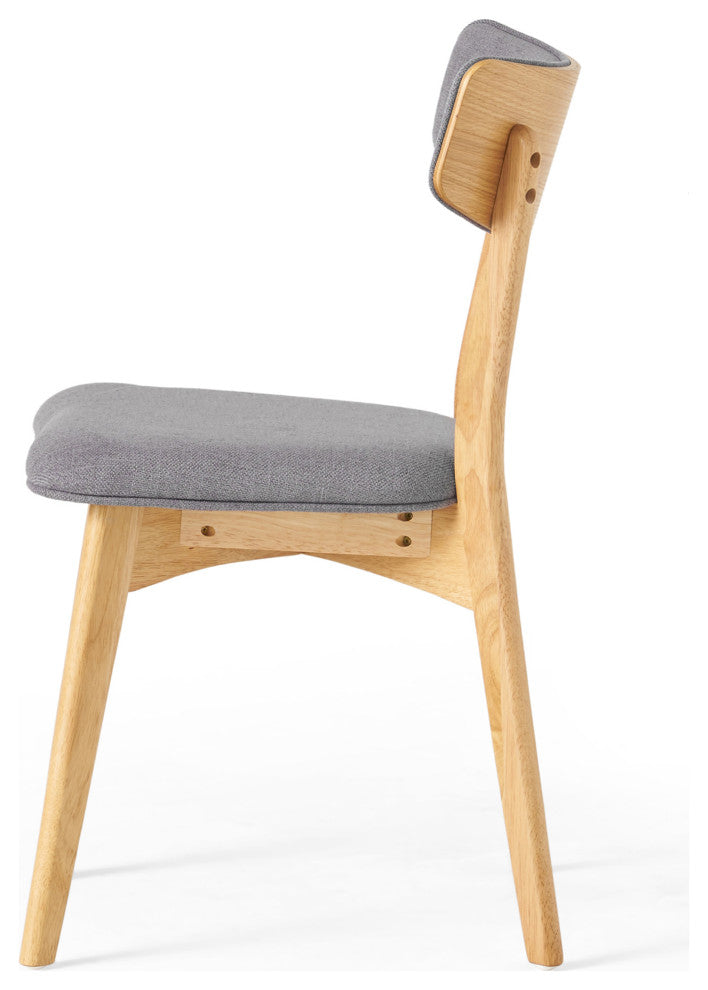 GDF Studio Mid-Century Modern Upholstered Dining Chairs, Set of 4, Dark Gray/Oak