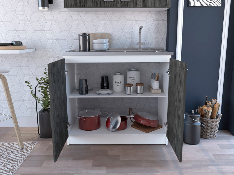 Oklahoma Utility Sink And Cabinet, White Smokey Oak