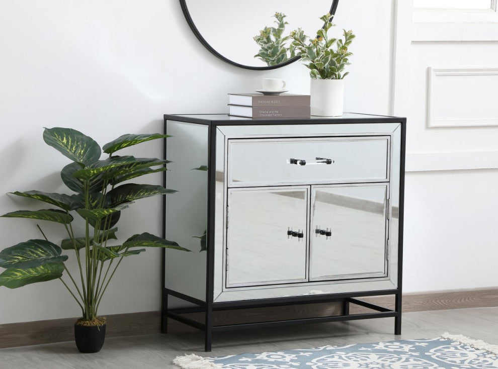 Jesse 28.5" Mirrored Cabinet, Black