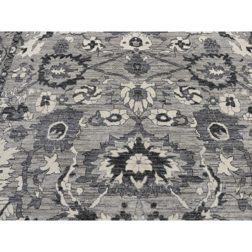 Gray Natural Colors Peshawar With Mahal Design Wool Hand Knotted Rug 9'1"x12'6"