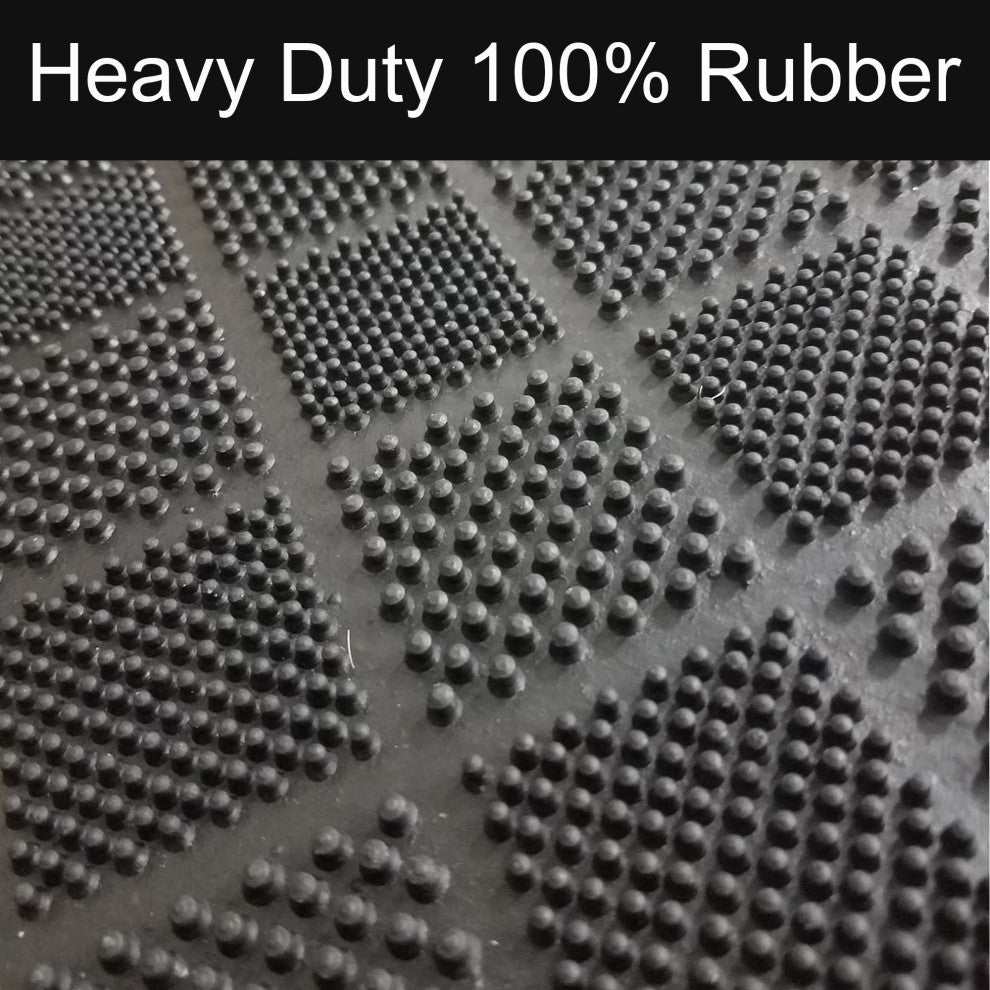 Outdoor Half Round Front Door Mat Drew Checkerboard Rubber Rug 24x16 Black
